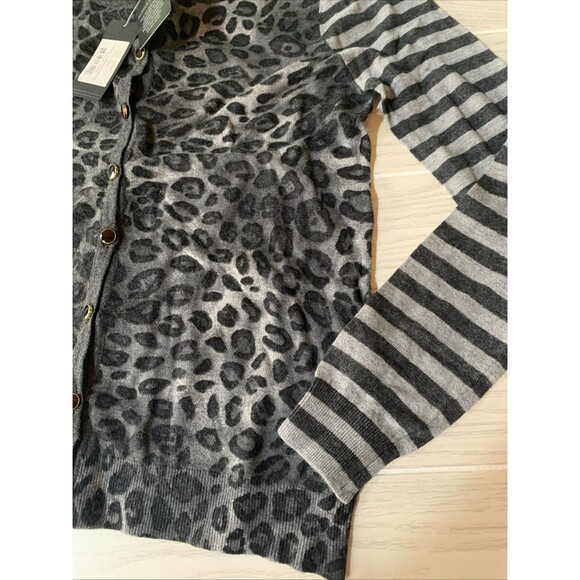 Colour Works Womens Small Black And Grey Sweater Striped Animal Print - Picture 3 of 5